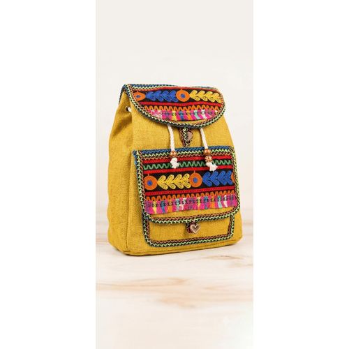 Women's nautical/bohemian backpack hand-embroidered fabric - multiple colors