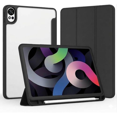 Case for Huawei MatePad 12X 2025/MatePad Air 12 inch 2025 with Pencil Holder Transparent Back TPU Trifold Stand Shockproof Cover Auto Wake/Sleep (Black)