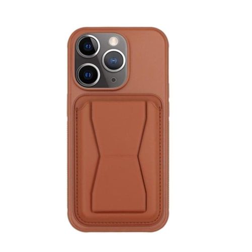 Leather Case Compatible with iPhone 12 Pro Max Shockproof Leather Back Card Storage Plus Phone Stand (Brown)