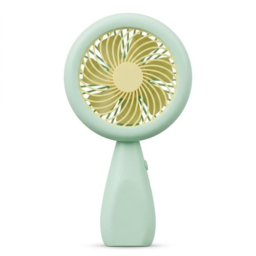 Handheld Mini Fan in Green with LED Light, Battery Operated, Perfect for Travel, Office & Home, Model HK-Q1B