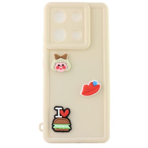 Mini Cute Cartoon Soft Girl Mobile Phone Case for Xiaomi Redmi Note 13 4G Cute Back Cover Case (Off White)