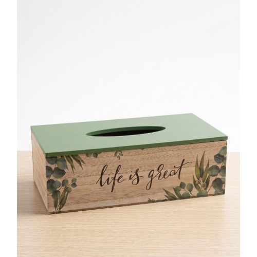 Life is Great Leaf Wooden Tissue Box