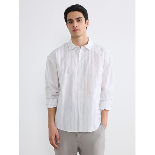 Men's Regular Fit Striped Poplin Shirt