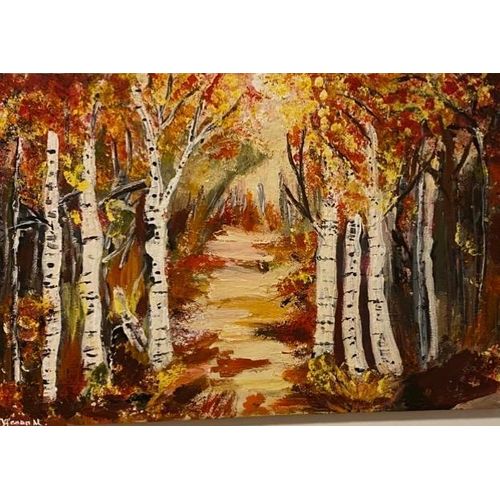 Hand-made acrylic painting size 30x50 ( forest ) canvas