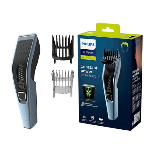 Series 3000 Hair Clipper, 100-240V Operating Voltage, Stainless Steel Blades, Black/Blue - HC3530/15