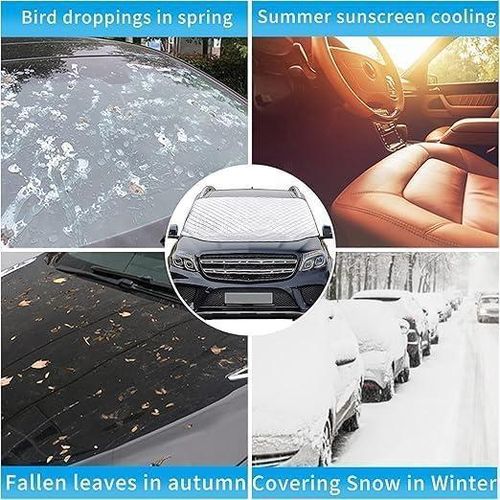 An external sunshade for the car's windshield to protect it from sun glare and dust, to preserve the windshield and seats from damage caused by harmful sun rays, and to provide a comfortable temperature inside the car. (May vary).