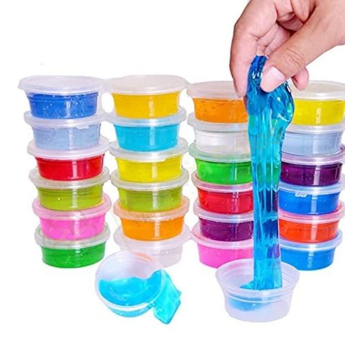 Slime kit, Colors Non-Toxic Clear Crystal Slime Soft Jelly Clay Putty mud Stress Relief Toy Jelly Toy for Kids & Adult, DIY Slime Making- Multi Color (Pack of 12)