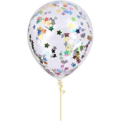 بالونات مع نجوم ولامعة، بالونات حفلات ضخمة لاتكس مع كونفيتي لحفلات الزفاف والاحتفالات السنوية وأعياد الميلاد وتزيين ديكورات المنازل 20 قطعة