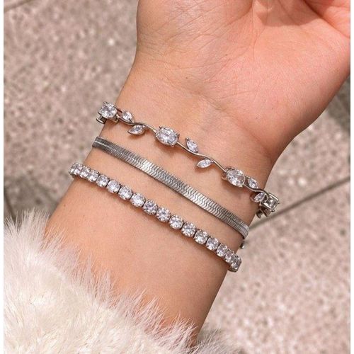 Chic 3-Piece Layered Charm Bracelet Set - 316-Grade Stainless Steel (Gold-Tone Non-Tarnish & Waterproof Jewelry)