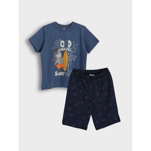 Crew Neck Boy's Shorts Pyjama Set