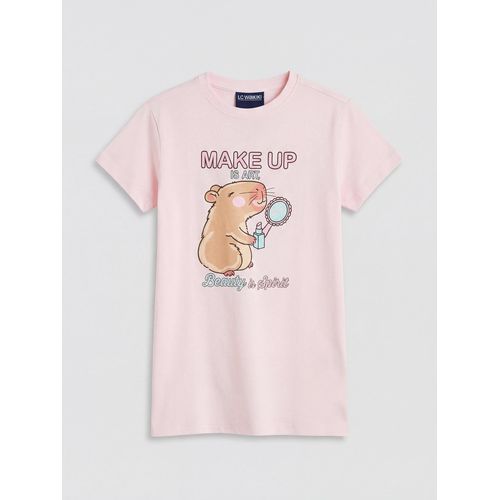 Crew Neck Short Sleeve Printed Girls Nightdress