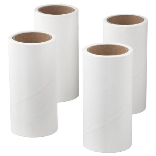 Lint roller refill Four BÄSTIS lint roller refills against white background, using chlorine-free and unbleached paper.