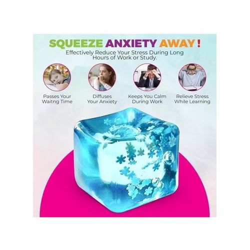 Squishy Ice Cube Stress Balls with Snowflakes Inside, Sensory Squishy Fidget Toy Snow Cube for Kids and Adults Anxiety Relief, Classroom Prizes, Calming Kids Adults