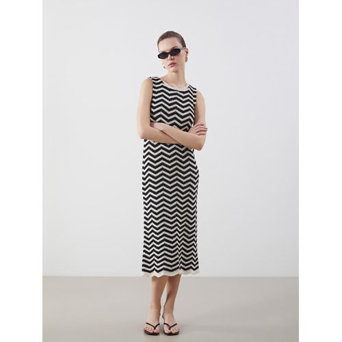 Crew Neck Patterned Women's Knitwear Dress