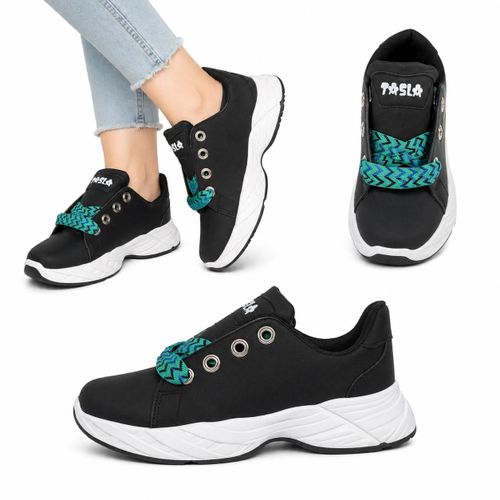 AF25 Women’s Sport Sneakers – Comfortable Chunky Sole Casual Shoes for Daily Wear & Walking - Black*Green
