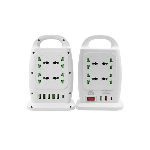 ELMAGHRABY A022-7U-2PD Double Sided Power Strip Extension 2500W with 8 Universal Outlets and 7 USB Ports , 2 Type-C Support PD Fast Charging, Surge Protector with Switch Control, 850°C Anti-Flaming , Safe and Portable Design for Home & Office Use