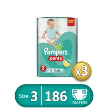 حفاضات Baby Pants - مقاس 3 - 3 عبوات - 186 قطعة