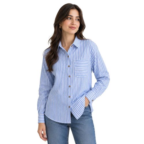 Lined Chemise For Women - FISCOSE- Full Sleeve - SKY BLUE