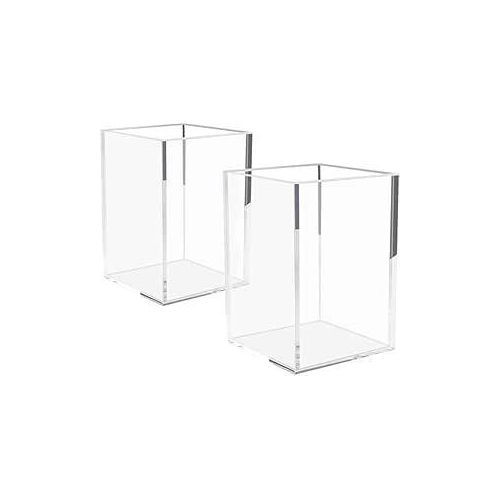 حامل أقلام اكريليك 2 قطعة، منظم أقلام رصاص وأدوات مكتبية شفاف لاكسسوارات المكتب