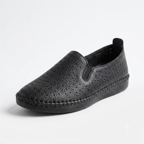 Comfortable women's orthopedic shoe with imported leather and silicone rubber sole - Model 16-101-2 - Black
