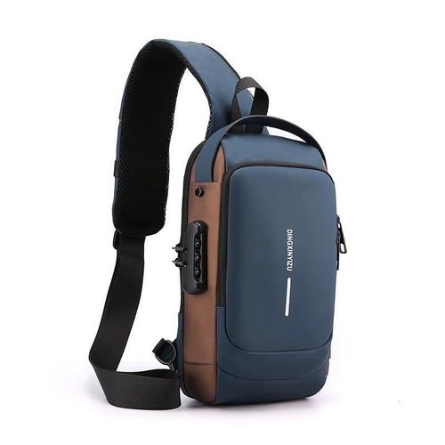 Men's Anti-Theft Crossbody Bag - Water Resistant with USB Port & Secure Combination Lock.