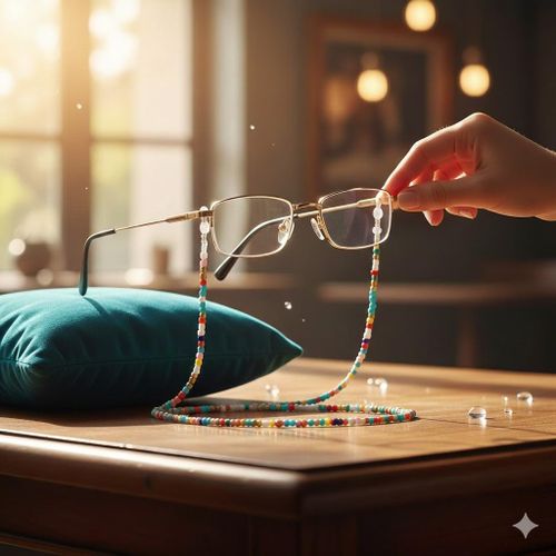 Eyeglass Chain Colorful Bead Retainer Strap Holder, Multicolor