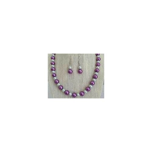 A Necklace Of Mallorca Pearls - Color Mauve And White