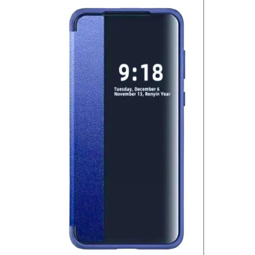 OPPO A5X Smart View Leather Flip Cover Case Window Cover Smart Display - BLUE