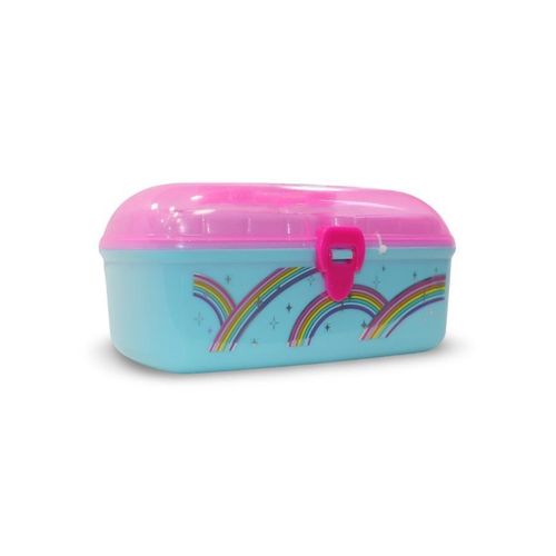 Hot Focus Nail Accessories & Make-up Storage Case â Blue & Pink with Rainbow Design