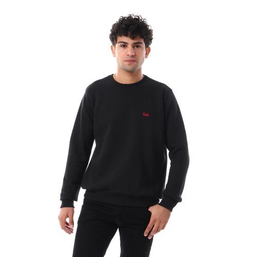 Kubo Basic Round Neck Slip On Sweatshirt - Black