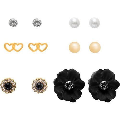 Stainless Steel Earrings Set of 6 Pieces - Black