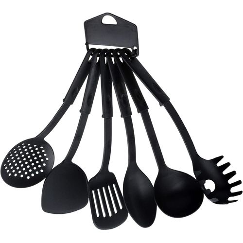 Heat Resistant Virgin Plastic Cookware Set - 6 Piece Non-Stick Kitchen Utensils Set with Hanging Holes, Perfect for Home Cooking