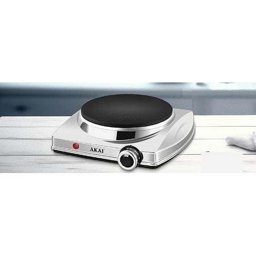 Electric Countertop Burners 1 Eye - 1500W - 5 Power Levels - Non Stick Surface - Overheat Protection - Auto Shut-off -Stainless Steel -AK-HP150