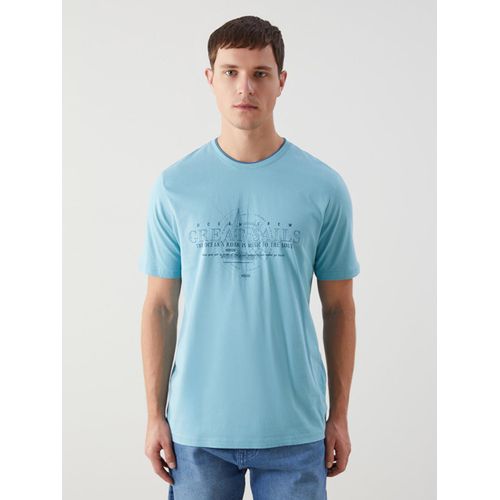 Crew Neck Short Sleeve Printed Combed Cotton Men's T-Shirt