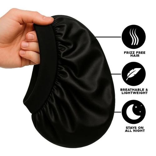 Satin bonnet to protect hair from breakage and frizz