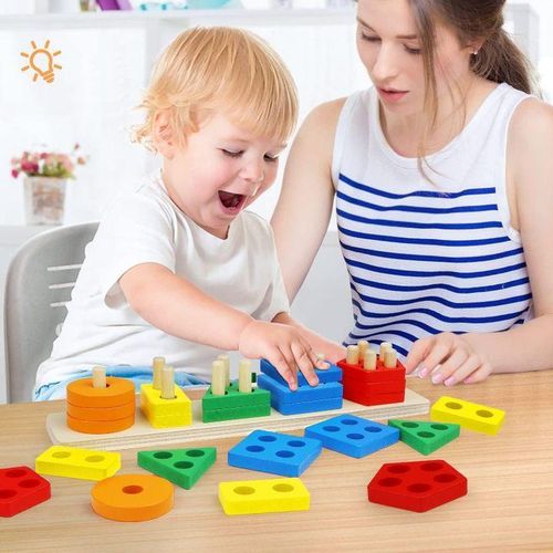 Montessori Wooden Sorting & Stacking Toys for Toddlers