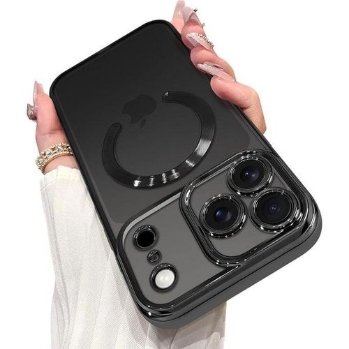 Nillkin Magnetic Case Made for iPhone 17 PRO MAX Built-in Camera Lens Protector Compatible with MagSafe Soft TPU Anti-Scratch Shockproof Protective Slim Clear Case for Women Men - Black