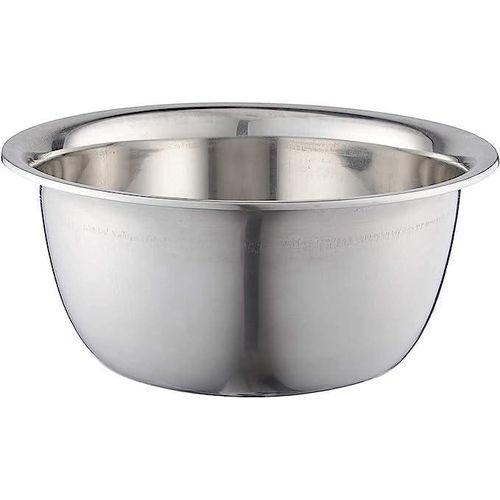 Large imported stainless steel bowl, 10/18 rust-resistant, multi-purpose, for preparing dough, washing rice, fruits and vegetables, 50 cm round, silver, 5212101