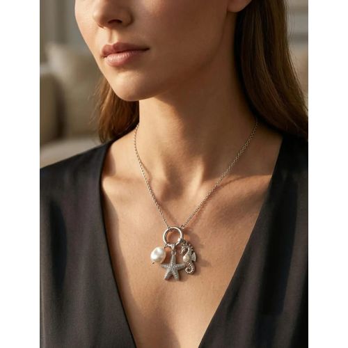 Ocean Charm Pendant Necklace Stainless Steel - Silver