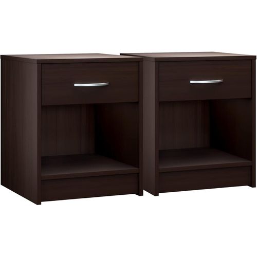 Bedside Table Wenge Set of 2 Drawer 50 cm Bo* Spring Bed Comfort Height Shelf Bedroom Cabinet Bedside Table Wood 50 * 40 * 35 cm