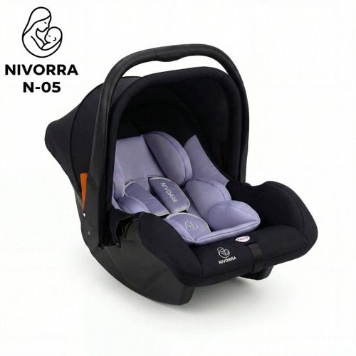 Nivorra N-05 2-in-1 Infant Car Seat and Carrier with Folding Handle, Padded 3-Point Harness and Extra Cushioning – Black
