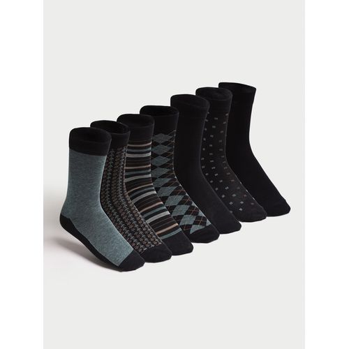 Patterned Mens Ankle Socks 7 Pack