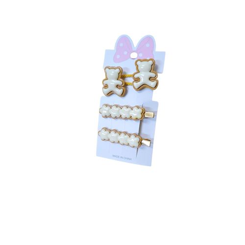 Cute hair clip set, 2 small beak clips + 2 small elastic bands, 4 clips on a card