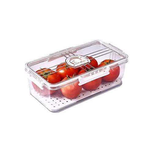 Fridge Stackable Organizer Storage Container With Removable Drain Tray