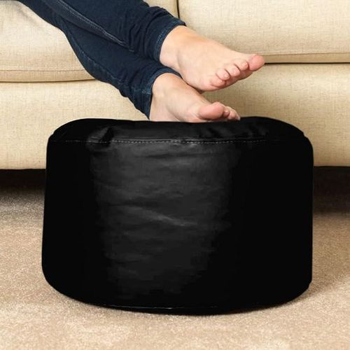 puffy beanbag matiral leather color black