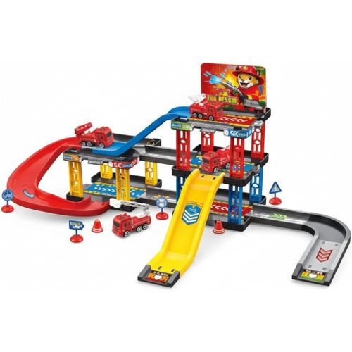 Fire Station Playset, 39 Pieces, Collectible with Tracks and Fire Trucks