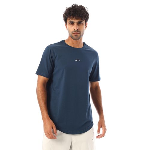 Regular Fit T-Shirt With Chest Printed Logo - Petroleum