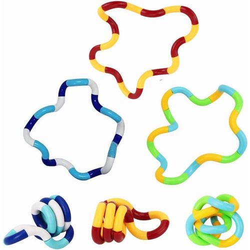 Tangles 3PCS Twisty Fidget Brain Imagine Tools - Magic Sensory Toy - Combine Into New Shapes for Stress Relief and Anti-Anxiety