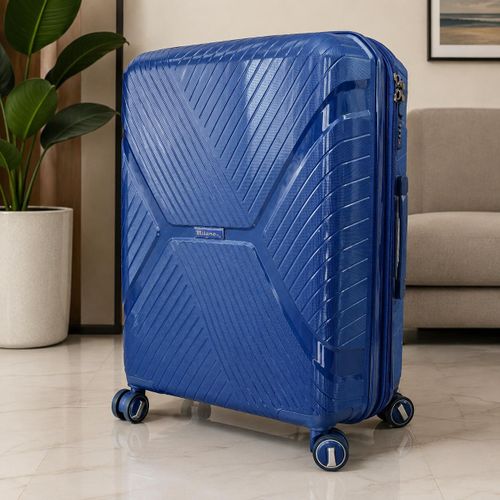 360° Unbreakable Spinner Luggage with Digital Lock & Expandable Zipper - navy