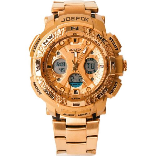 ساعة رجالية كاجوال رقمية و تناظرية - سوار روز جولد